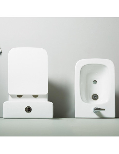 Combo Inodoro Largo Mochila Y Bidet Monoagujero Nova